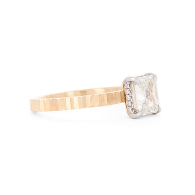 1.61ctw Radiant Diamond Engagement Ring, Fluted Band - 14K Multi-Tone Gold