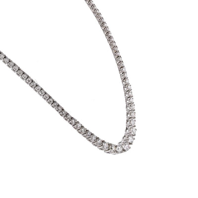 5.0ctw Round Diamond Riviera Necklace, 17" - 18K White Gold