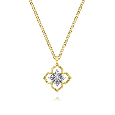 .12CTW Diamond Floral Pendant, 17.5" - 14K Yellow Gold