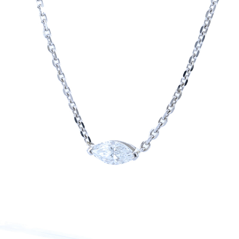.70CT Marquise Diamond Pendant, East/West Set - 14K White Gold