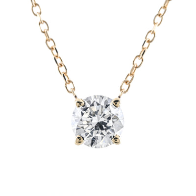 .51CT Round Lab-Grown Diamond Pendant, Basket Setting, 18" - 14K Yellow Gold