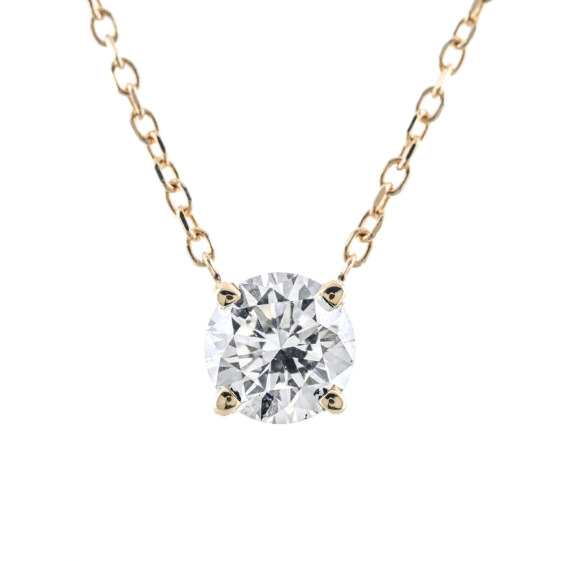 .51CT Round Lab-Grown Diamond Pendant, Basket Setting, 18" - 14K Yellow Gold
