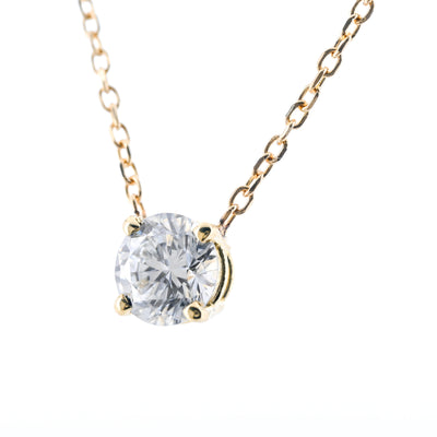 .51CT Round Lab-Grown Diamond Pendant, Basket Setting, 18" - 14K Yellow Gold