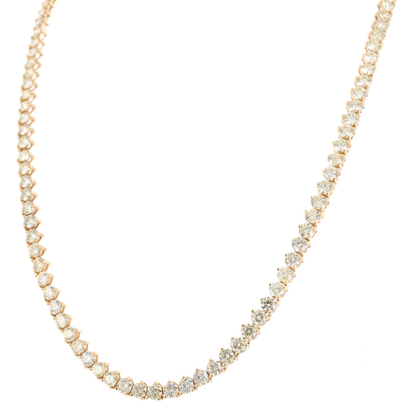 12ctw Round Diamond Necklace, 16.25" - 14k Yellow Gold