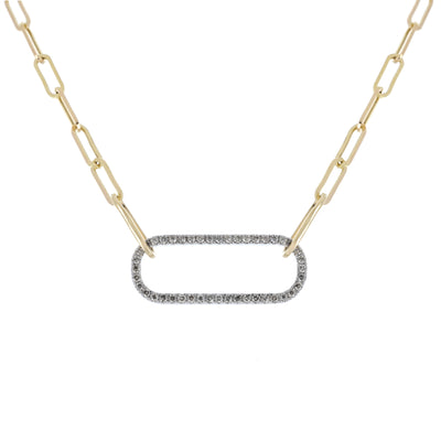 0.5ctw Round Diamond Paperclip Chain Necklace, 19" - 14K Yellow Gold