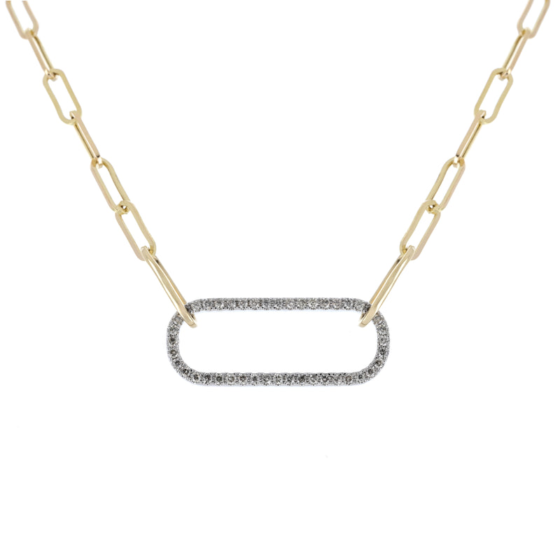 0.5ctw Round Diamond Paperclip Chain Necklace, 19" - 14K Yellow Gold