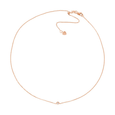 0.03ct Round Diamond Bezel Choker - 14K Rose Gold