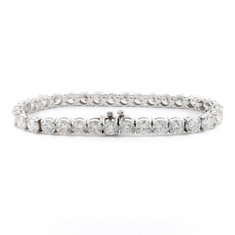 16.76ctw Round Diamond Tennis Bracelet, 7" - 14k White Gold