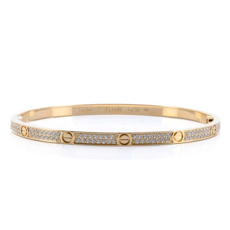 Cartier | .95CTW Diamond Love Bracelet, Size 17 -  Pave - 18K Yellow Gold