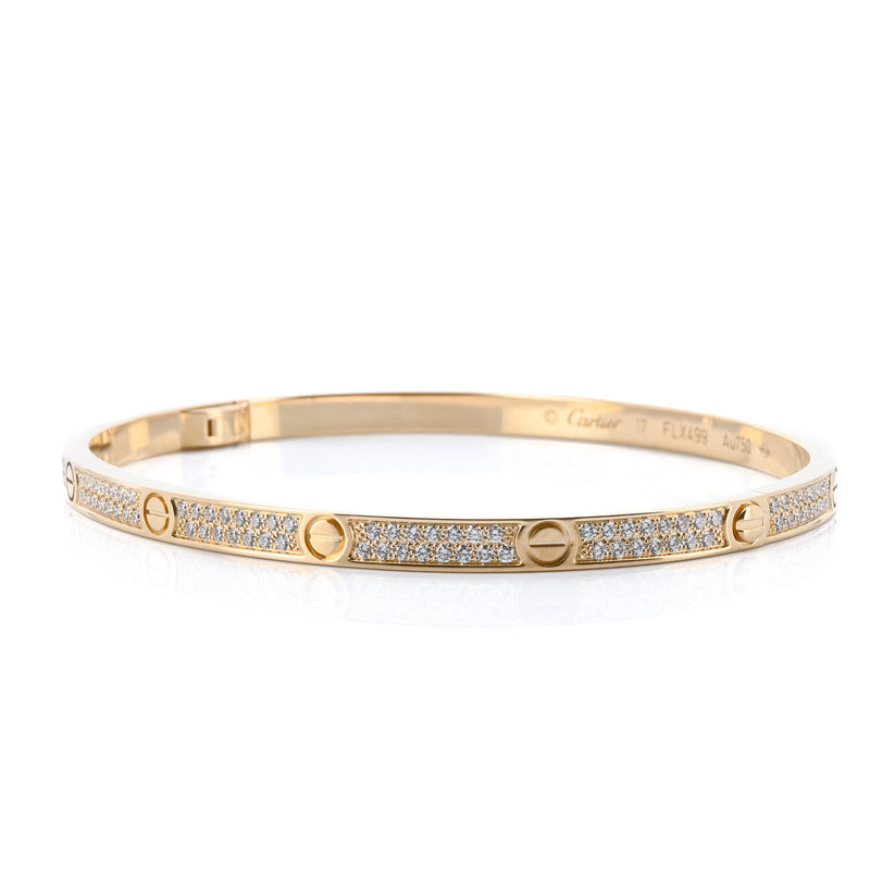 Cartier | .95CTW Diamond Love Bracelet, Size 17 -  Pave - 18K Yellow Gold