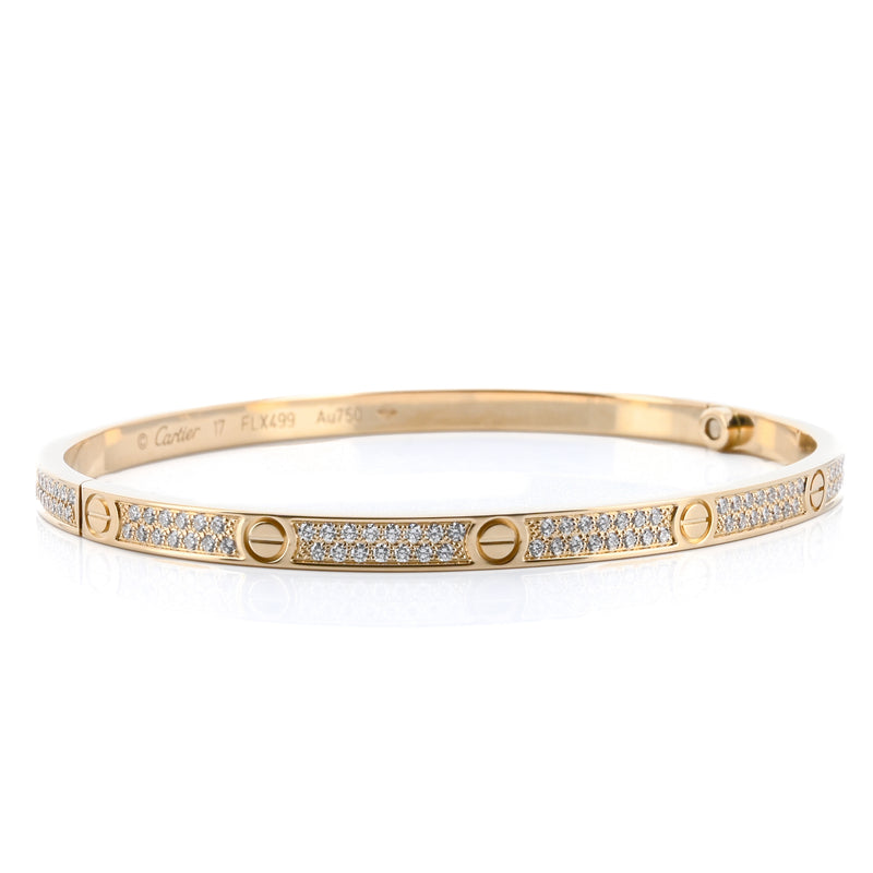 Cartier | .95CTW Diamond Love Bracelet, Size 17 -  Pave - 18K Yellow Gold