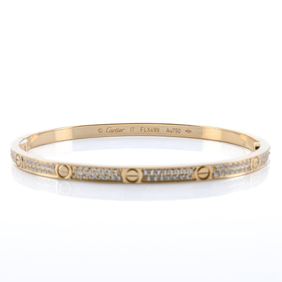 Cartier | .95CTW Diamond Love Bracelet, Size 17 -  Pave - 18K Yellow Gold