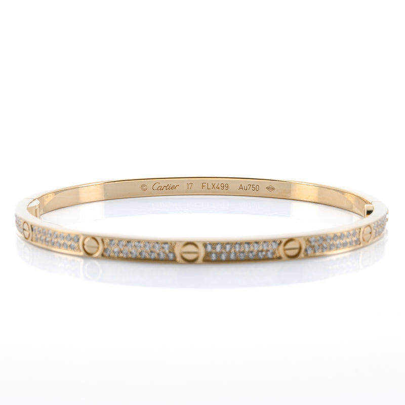 Cartier | .95CTW Diamond Love Bracelet, Size 17 -  Pave - 18K Yellow Gold