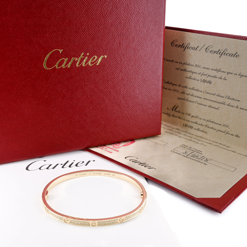 Cartier | .95CTW Diamond Love Bracelet, Size 17 -  Pave - 18K Yellow Gold