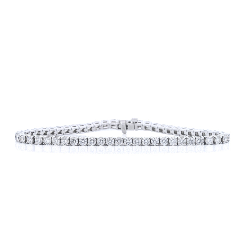 6.15CTW Round Diamond Tennis Bracelet, 7.5" - 14K White Gold