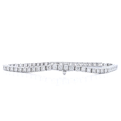 6.15CTW Round Diamond Tennis Bracelet, 7.5" - 14K White Gold