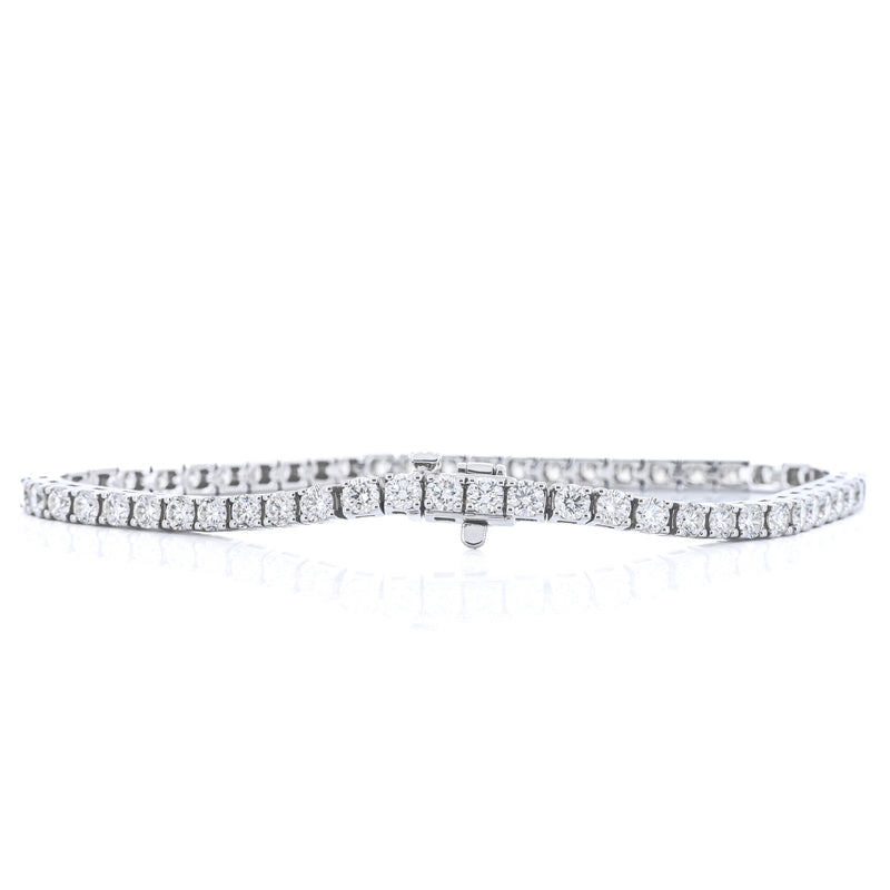6.15CTW Round Diamond Tennis Bracelet, 7.5" - 14K White Gold