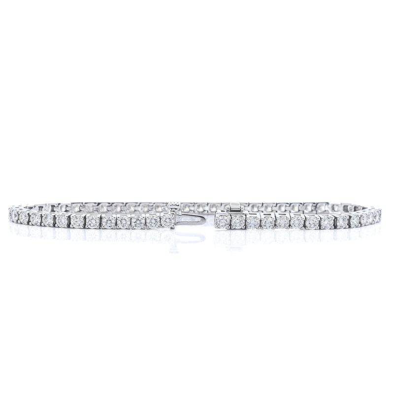 6.15CTW Round Diamond Tennis Bracelet, 7.5" - 14K White Gold