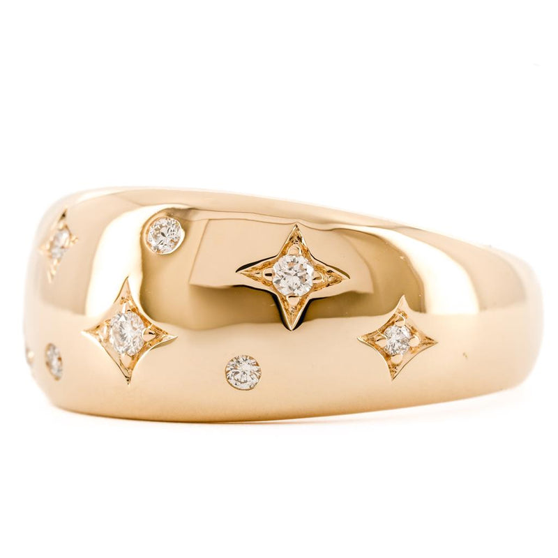 .13CTW Diamond Band – Dome Band, Sprinkle - 14K Yellow Gold
