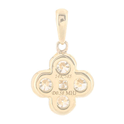 .58CTW Round Diamond Clover Pendant - 14K Yellow Gold