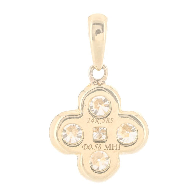 .58CTW Round Diamond Clover Pendant - 14K Yellow Gold