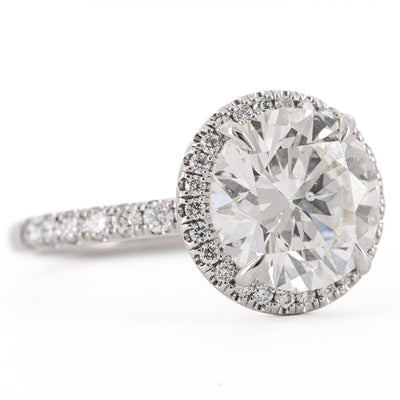 3.45CTW Round Engagement Ring - Halo  - 950 Platinum