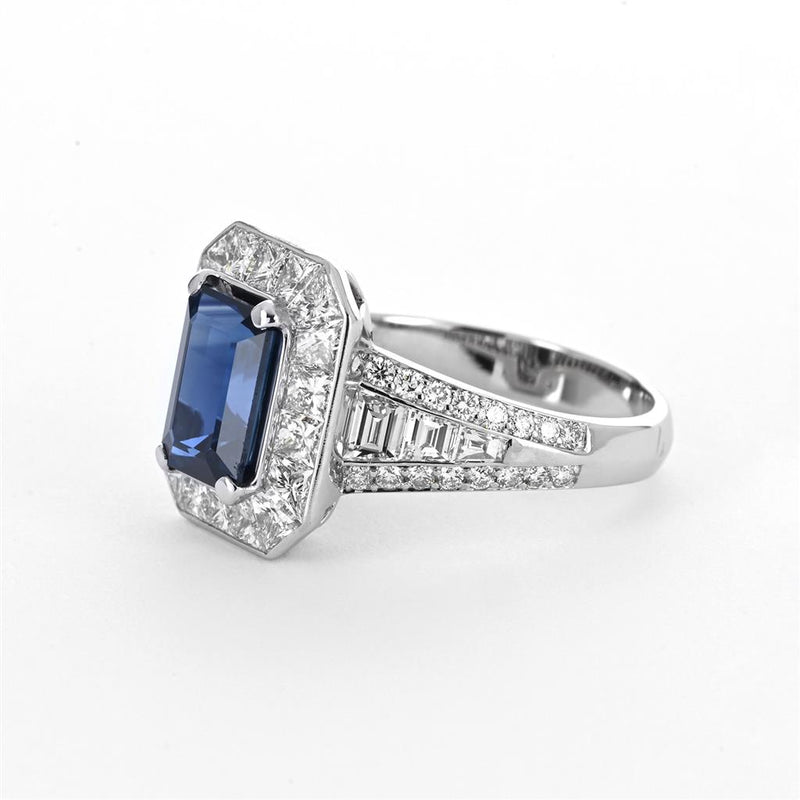 4.26ctw Emerald Sapphire + Diamond Cocktail Ring