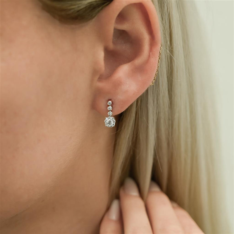 .42CTW Diamond Drop Earrings - 14K White Gold