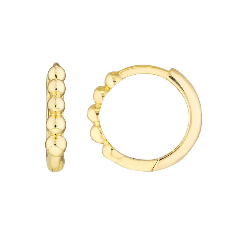 Beaded Mini Huggie Earrings - 14k Yellow Gold