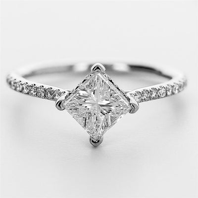 1.23ctw Princess Diamond Engagement Ring - White Gold