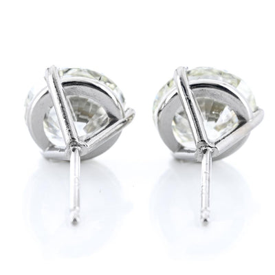 3.88CTW Round Diamond Stud Earrings - Martini Set - 14K White Gold