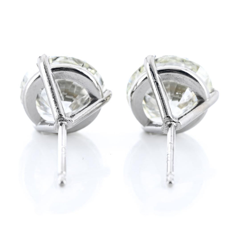 3.88CTW Round Diamond Stud Earrings - Martini Set - 14K White Gold