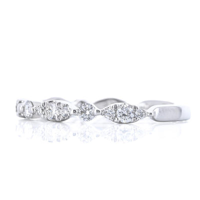 .40CTW Round + Cluster Marquise Alternating Diamond Band - Shared Prong - 18K White Gold