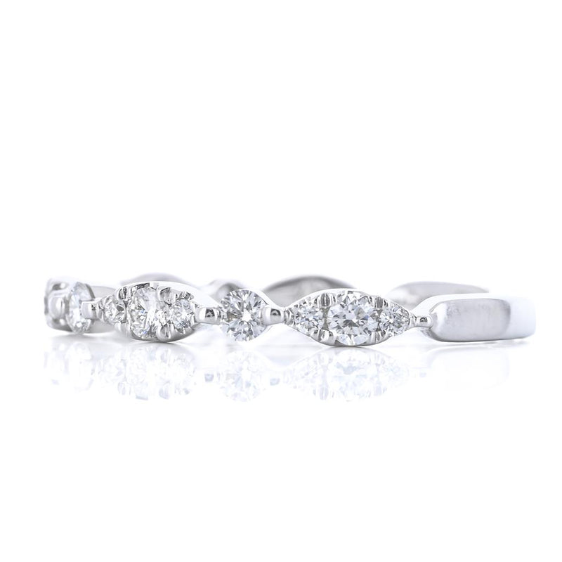 .40CTW Round + Cluster Marquise Alternating Diamond Band - Shared Prong - 18K White Gold
