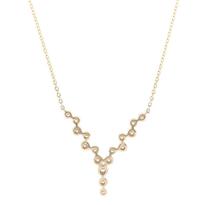 .34CTW Round Diamond "V" Necklace, 17" - Scattered - 14K Yellow Gold
