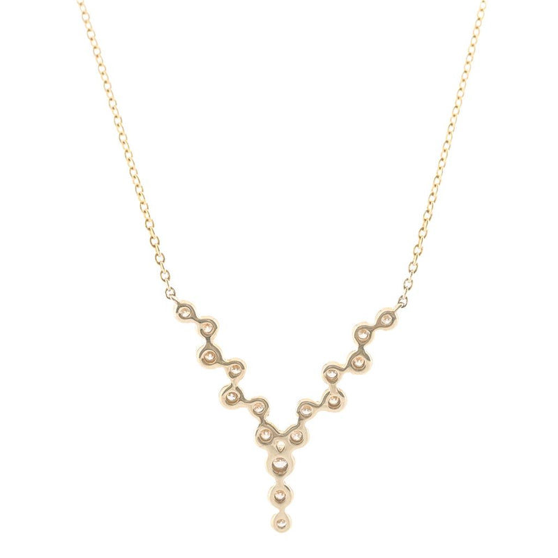 .34CTW Round Diamond "V" Necklace, 17" - Scattered - 14K Yellow Gold