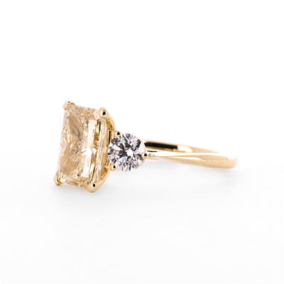 3.36ctw Radiant Fancy Yellow Lab-Grown Three-Stone Diamond Engagement Ring - 14K Yellow Gold