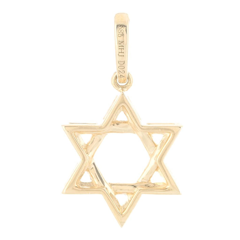 .24CTW Round Diamond Star of David Pendant - 14K Yellow Gold