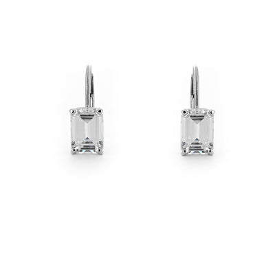 2.00ctw Emerald Moissanite Dangle Earrings - White Gold