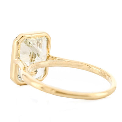4.5CT Radiant Diamond Engagement Ring - Solitaire + Cathedral - 18K Yellow Gold