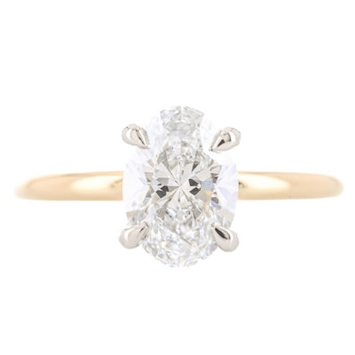 1.59CTW Oval Lab-Grown Diamond Engagement Ring - Hidden Halo + Solitaire - 14K Yellow Gold + 950 Platinum
