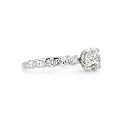 2.29ctw Round Diamond Engagement Ring, Oval Pavê - 14K White Gold