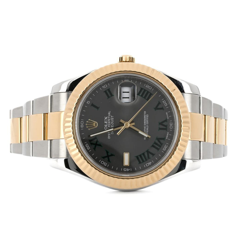 Rolex | 41mm Datejust II, Wimbledon Dial, Fluted Bezel, Two-Tone Stainless Steel & 14K Yellow Gold - 116333