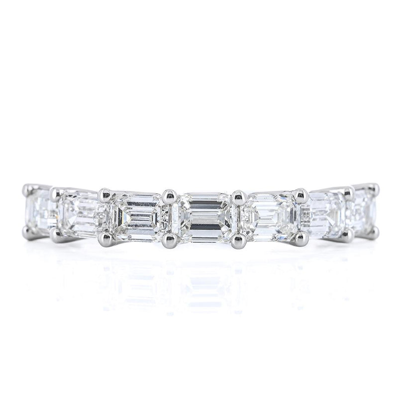 1.64CTW Emerald Diamond Band - East/West - 950 Platinum