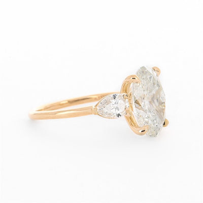 5.25ctw Oval Three-Stone Diamond Engagement Ring - 14K Yellow Gold