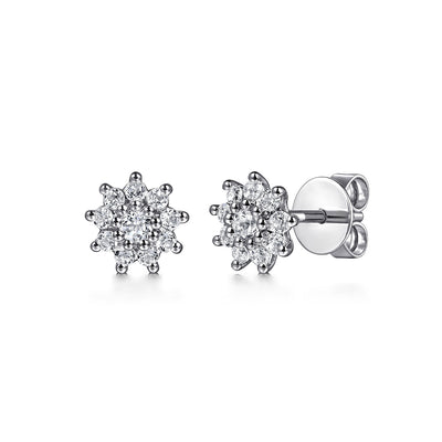 .40CTW White Sapphire Stud Earrings - 14K White Gold
