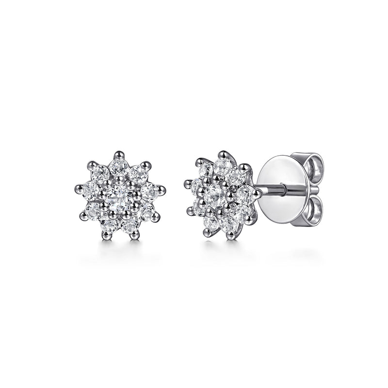 .40CTW White Sapphire Stud Earrings - 14K White Gold