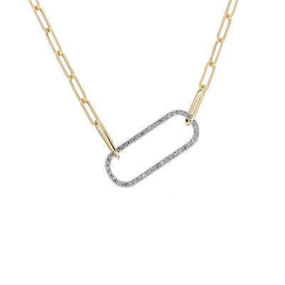 0.5ctw Round Diamond Paperclip Chain Necklace, 19" - 14K Yellow Gold