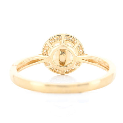 .08CTW Diamond + Cultured Freshwater Pearl Ring - Halo + Cathedral - 14K Yellow Gold