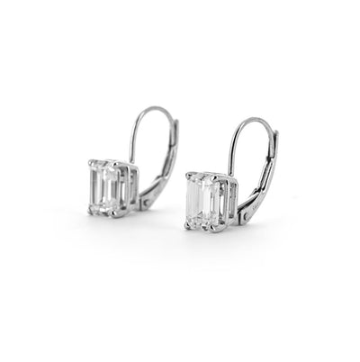 2.00ctw Emerald Moissanite Dangle Earrings - White Gold